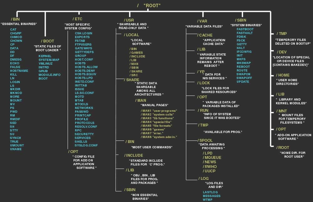 Linux file system hierarchy Linux file structure optimized